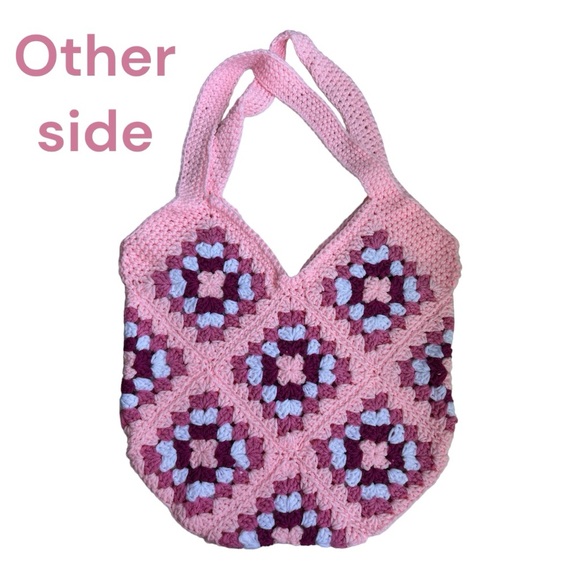Handmade crochet granny square tote bag - Picture 2 of 6